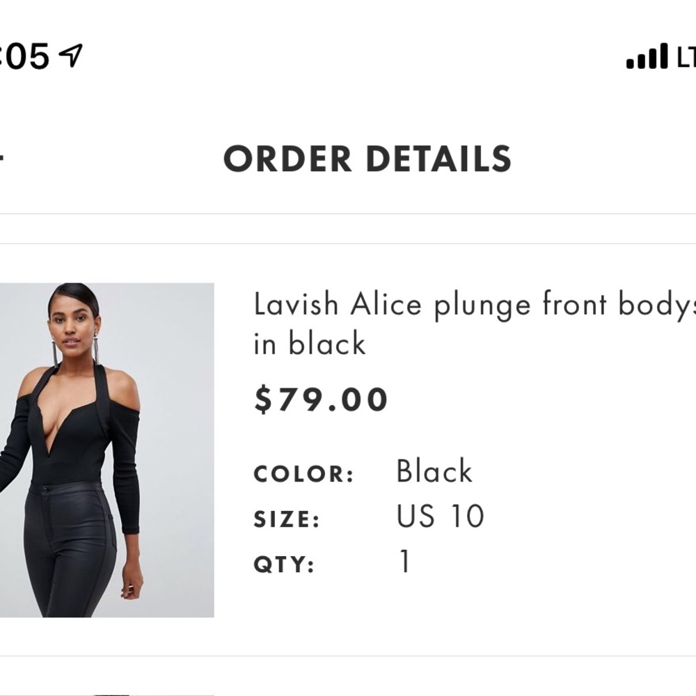 Lavish Alice plunge front black bodysuit 10. NWT